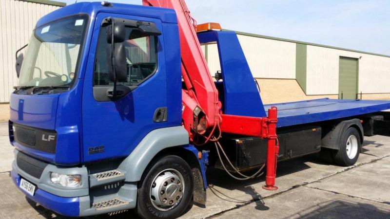 DAF LF55-180 Slide'n'Tilt Recovery Truck with Crane - ex military vehicles for sale, mod surplus